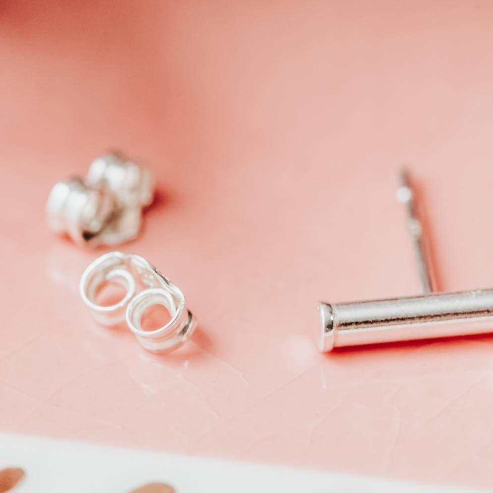 Silver Bar Stud Earrings