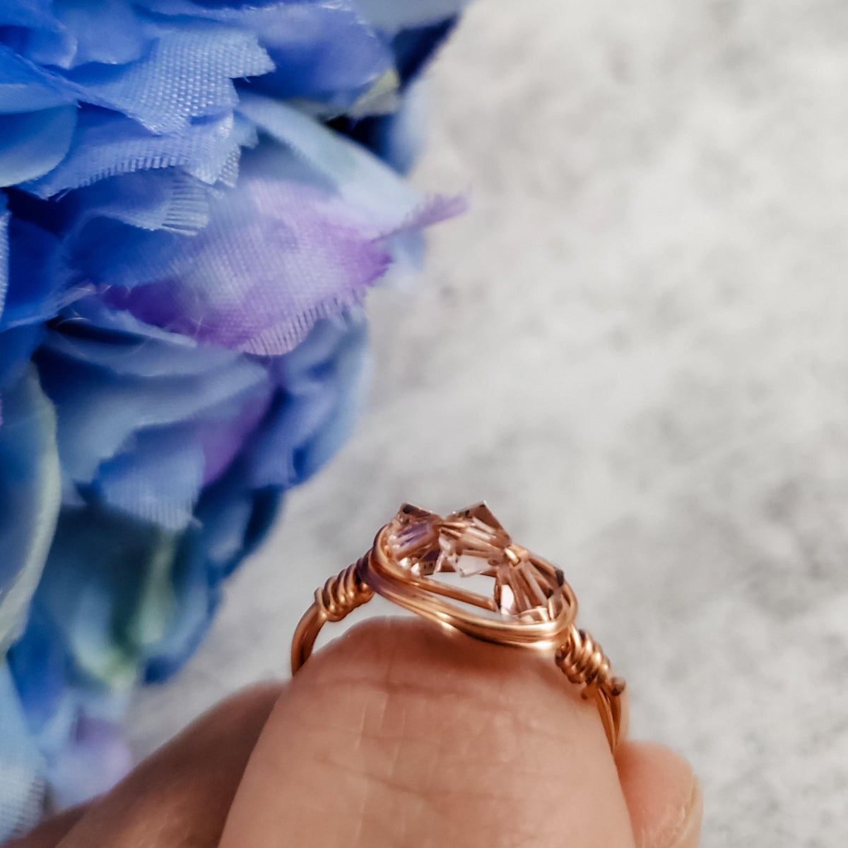 Swarovski Pink Crystal Wire Wrapped Ring