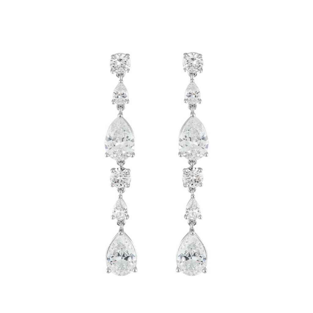 Multi Pear CZ Drop Earrings