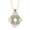 Barcelona Blue Turquoise and Mother of Pearl Golden Statement Necklace