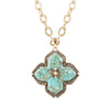 Blue Turquoise Maltese Cross Golden Pendant Necklace