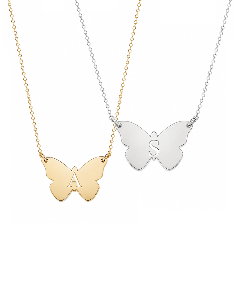 Monarch Butterfly Initial Necklace