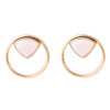 Circle Pink Opal and Golden Bronze Post Stud Earrings