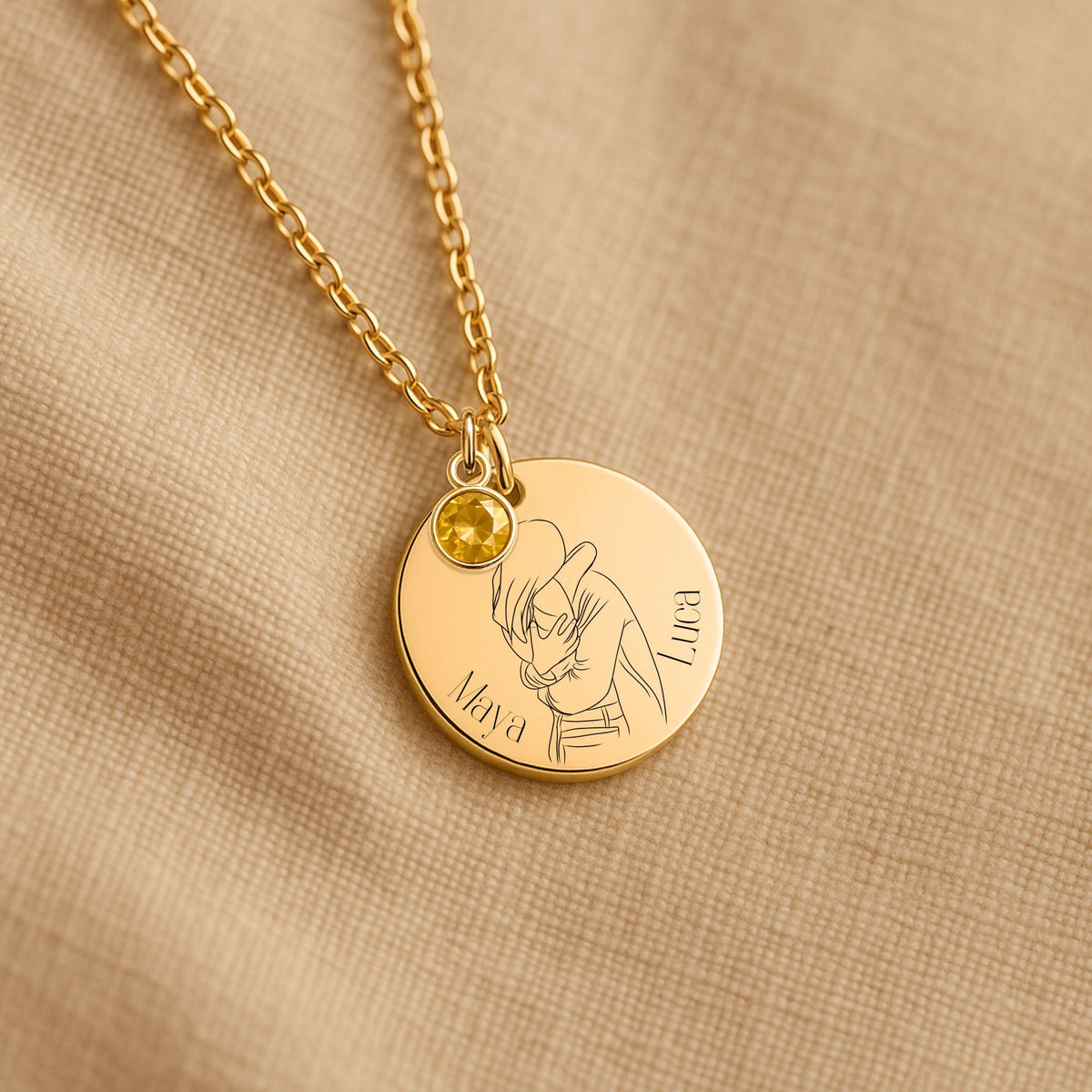 Coin Necklace with Birthstone