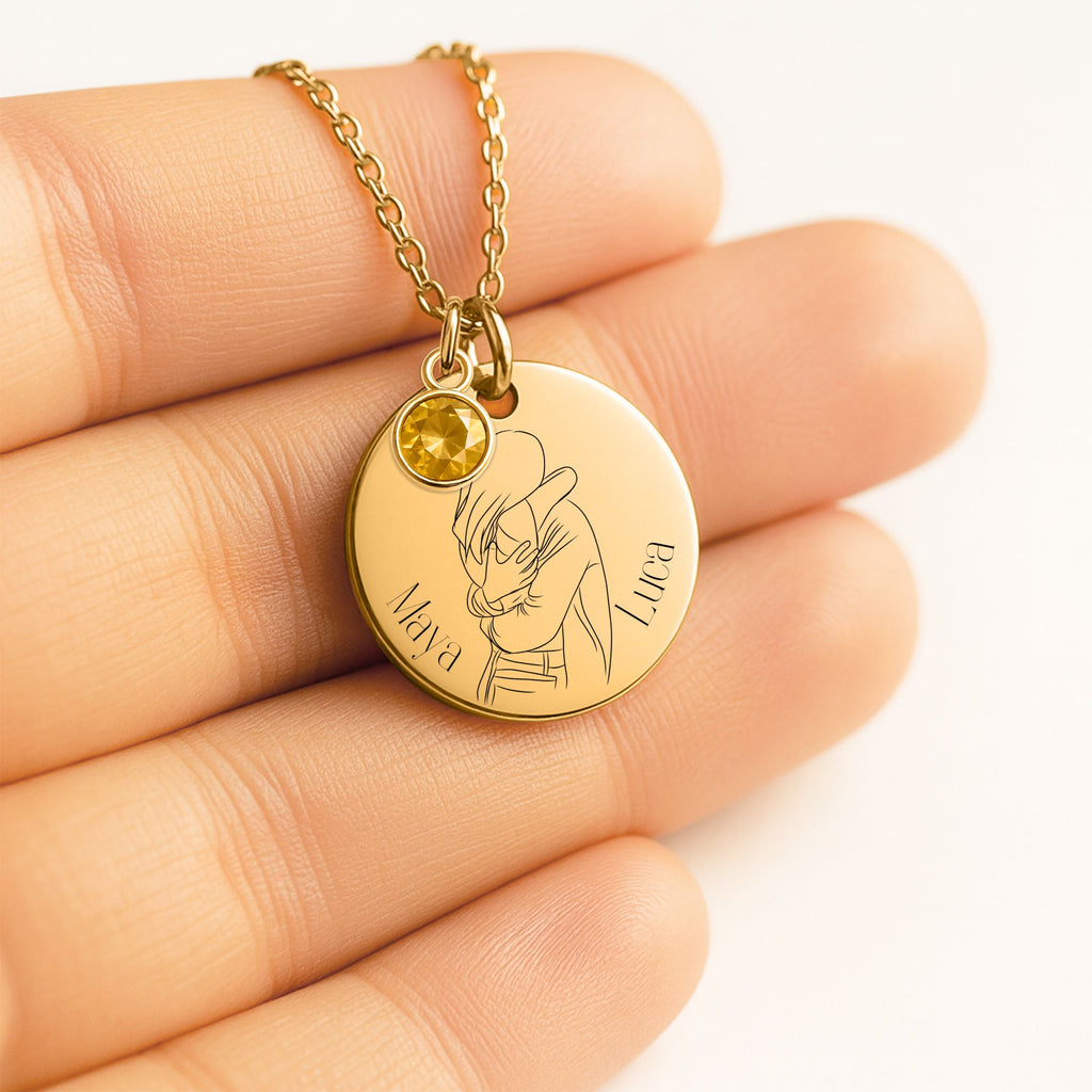 Coin Necklace with Birthstone
