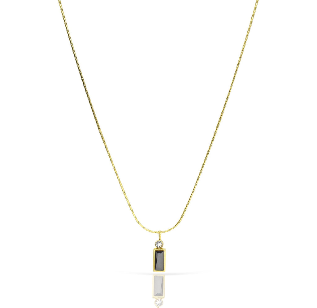 REN GOLD DAINTY BLACK PENDANT NECKLACE