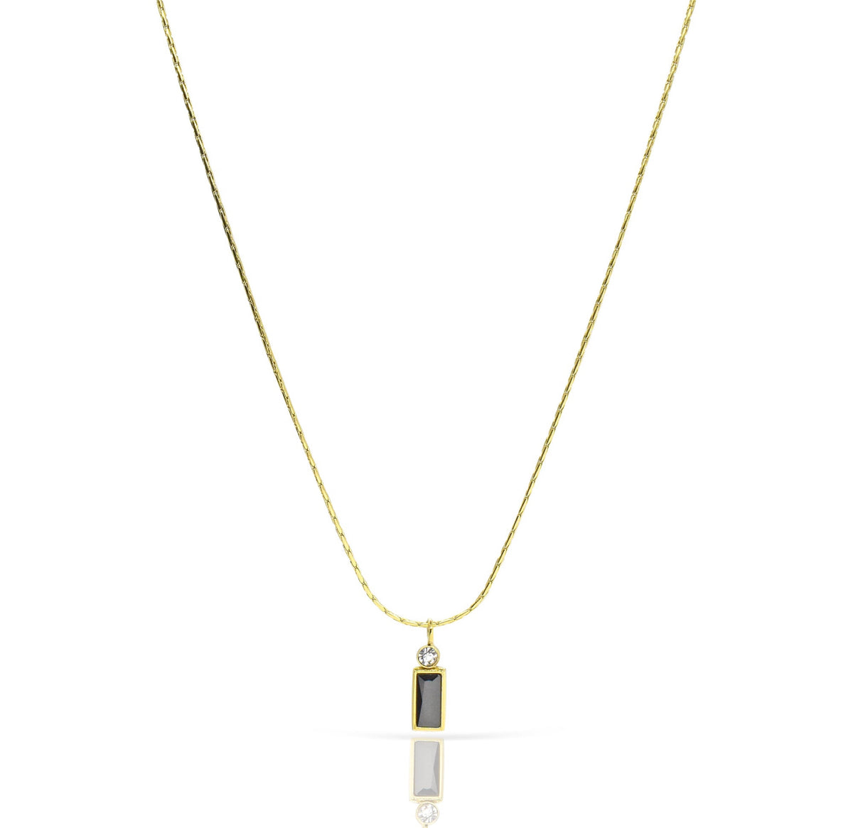 REN GOLD DAINTY BLACK PENDANT NECKLACE