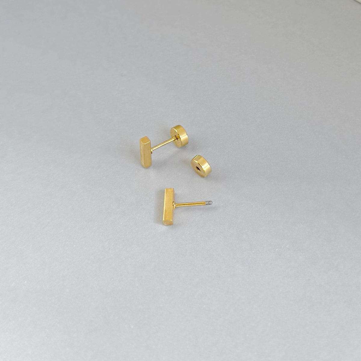 CASSIE DAINTY GOLD BAR STUD EARRINGS COMFORT FIT