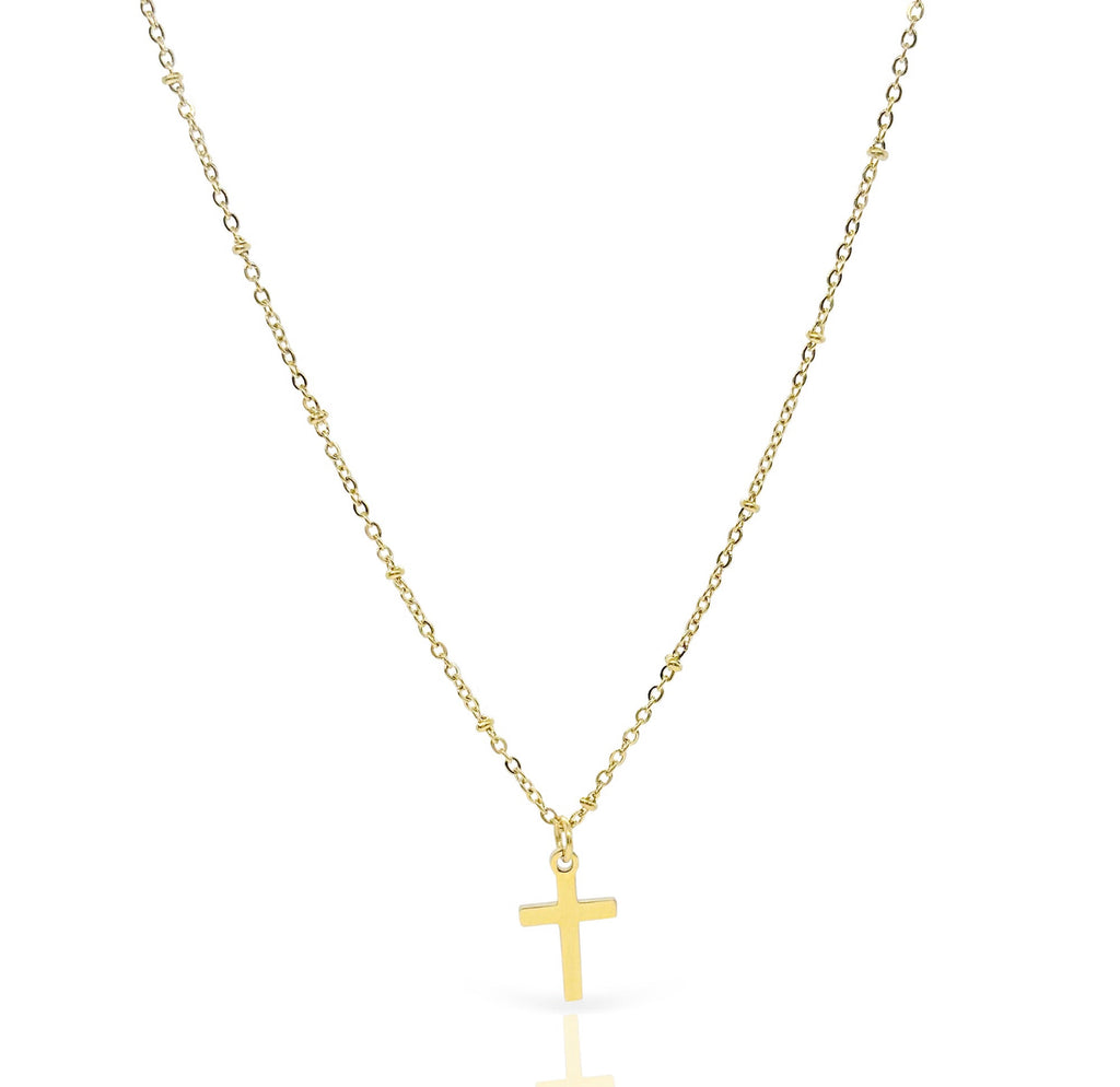 ROSA GOLD DAINTY CROSS PENDANT NECKLACE