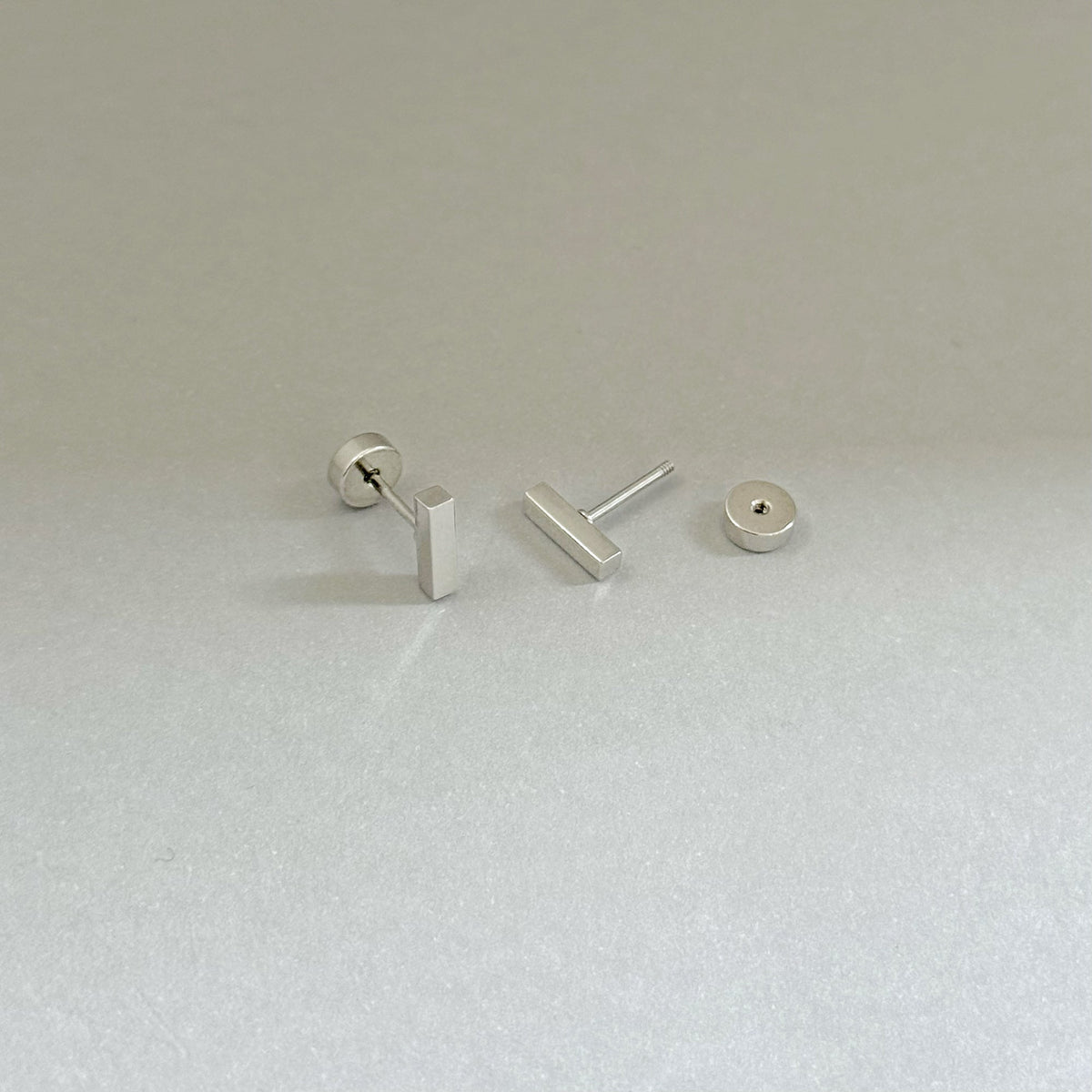CASSIE DAINTY SILVER BAR STUD EARRINGS COMFORT FIT