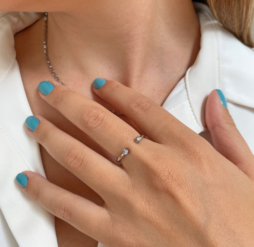 JOLIE SILVER CZ DIAMOND OPEN RING