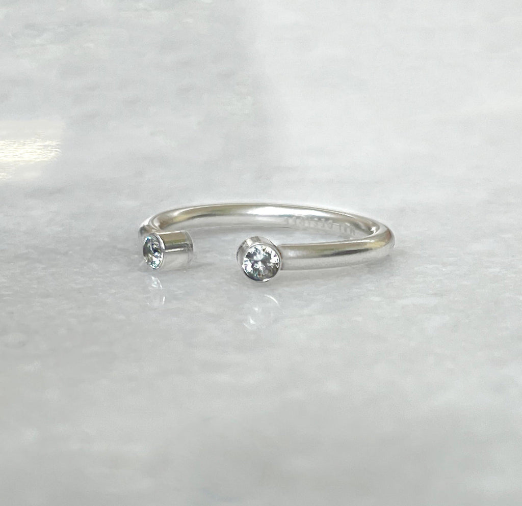 JOLIE SILVER CZ DIAMOND OPEN RING