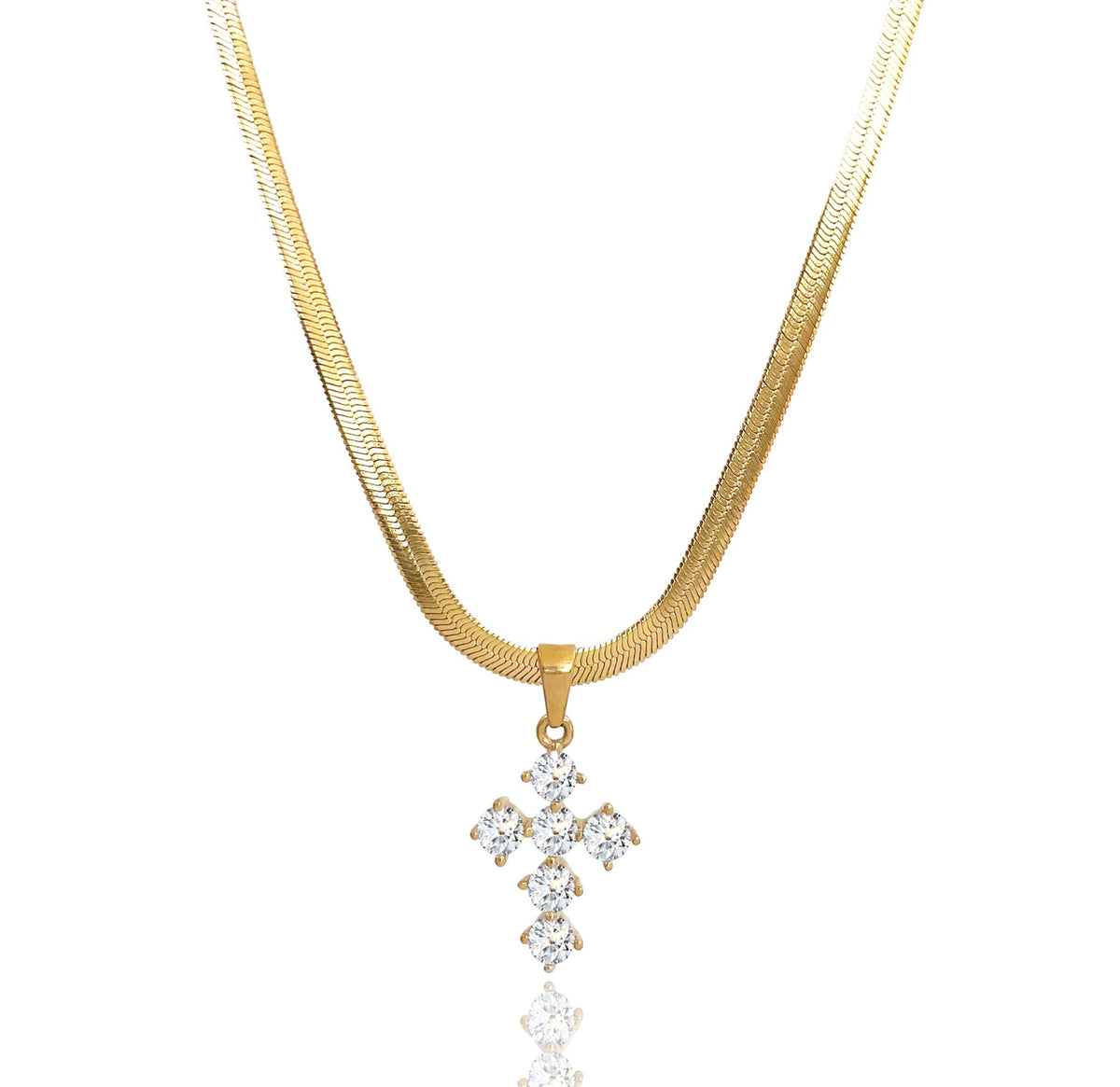 DOLCE GOLD CZ DIAMOND CROSS PENDANT NECKLACE