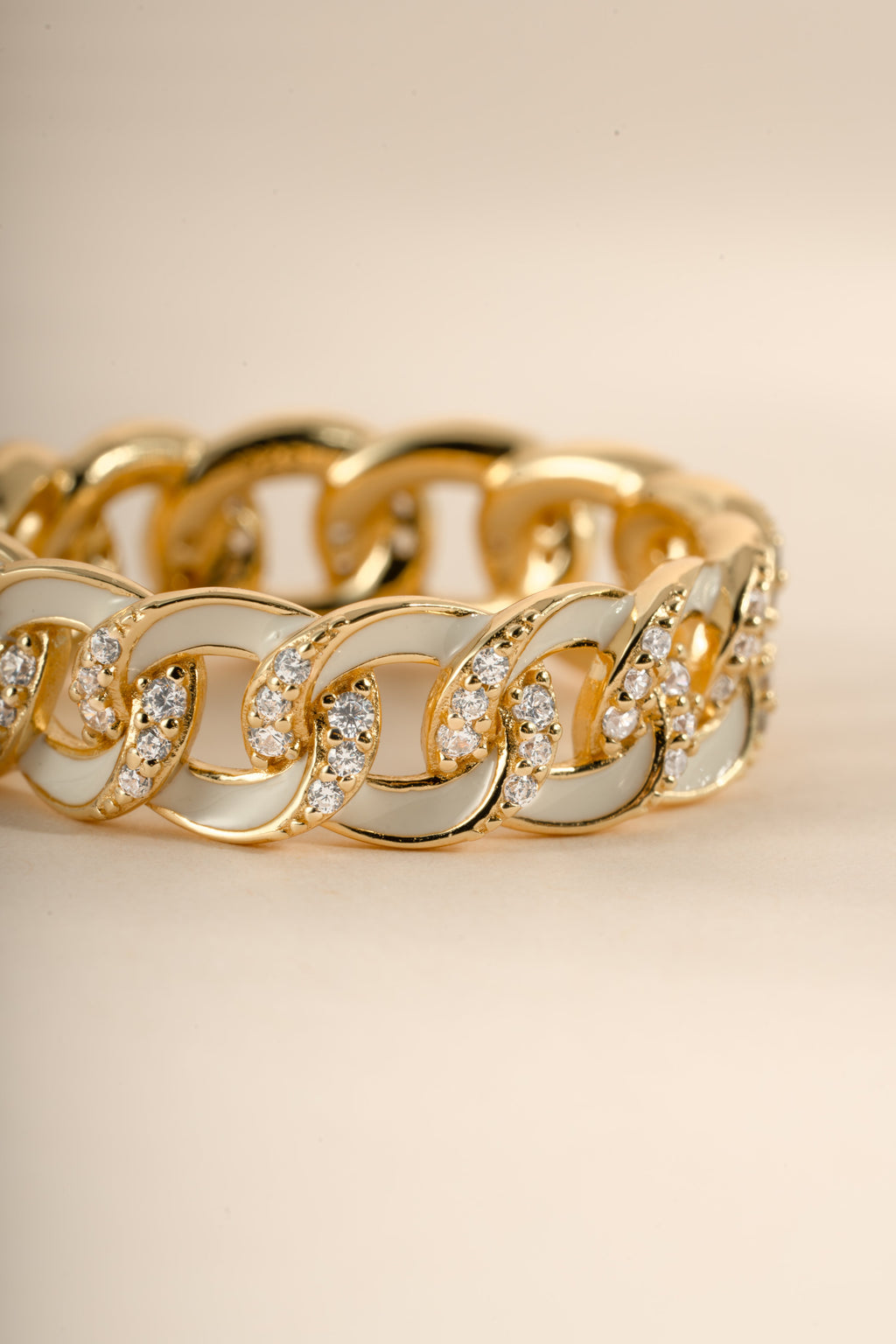 White Enamel Chain Ring