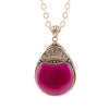 Flamenco Pink Magenta Agate Golden Pendant Necklace