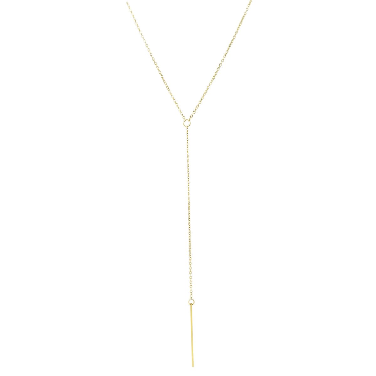 YVETTE GOLD Y LARIAT BAR CHAIN NECKLACE