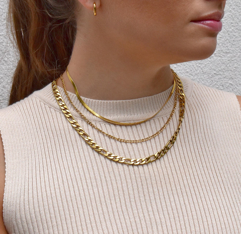 BROOKLYN GOLD FIGARO CHAIN NECKLACE