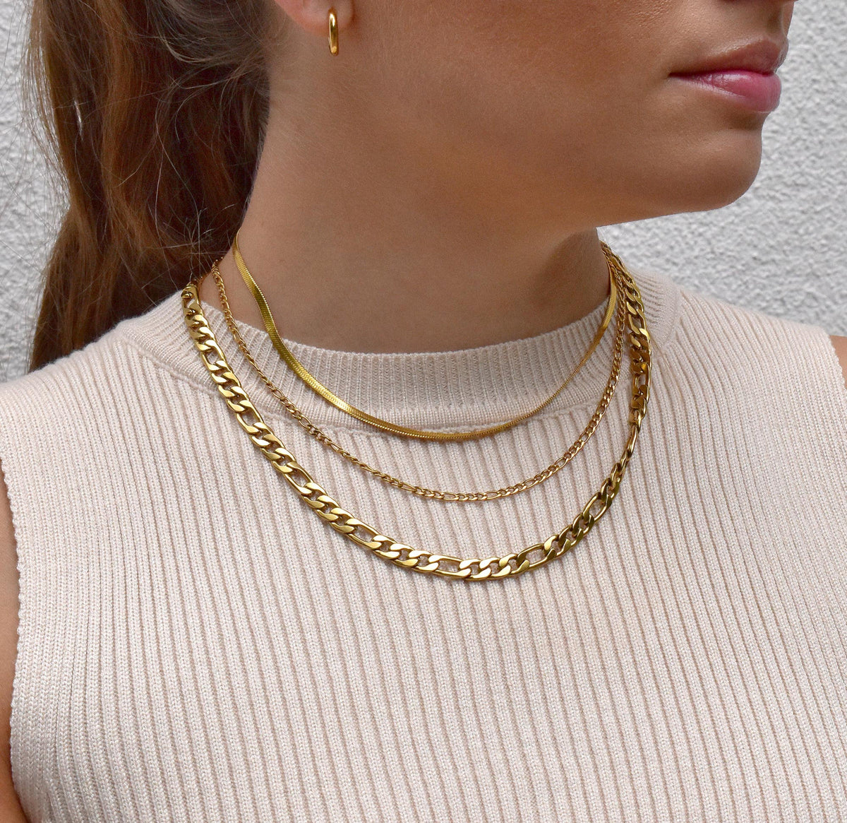 BROOKLYN GOLD FIGARO CHAIN NECKLACE