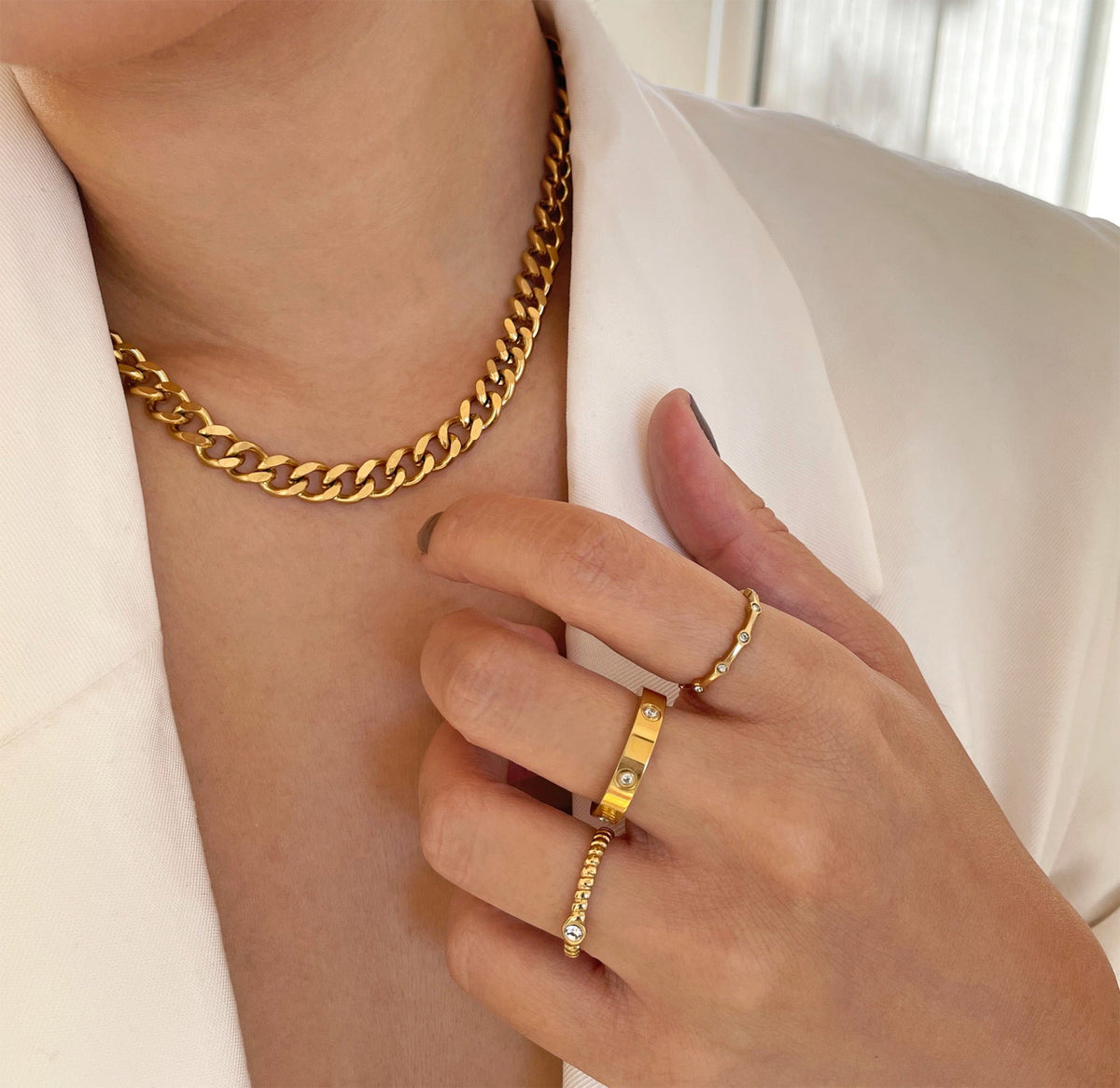 CARRIE GOLD PAVE STACKABLE RING