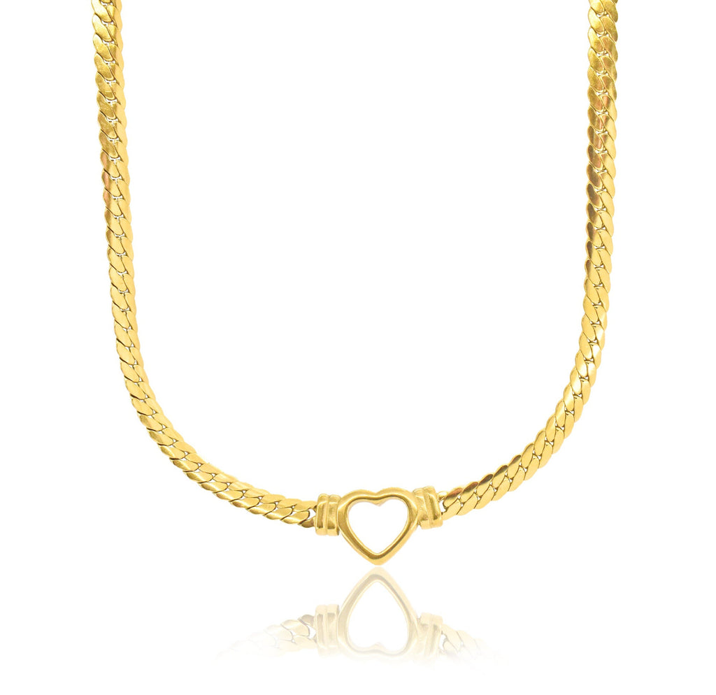 VITTORIA GOLD HEART SNAKE CHAIN NECKLACE