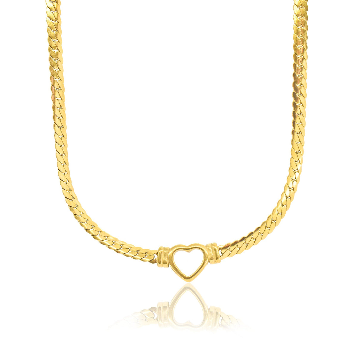 VITTORIA GOLD HEART SNAKE CHAIN NECKLACE