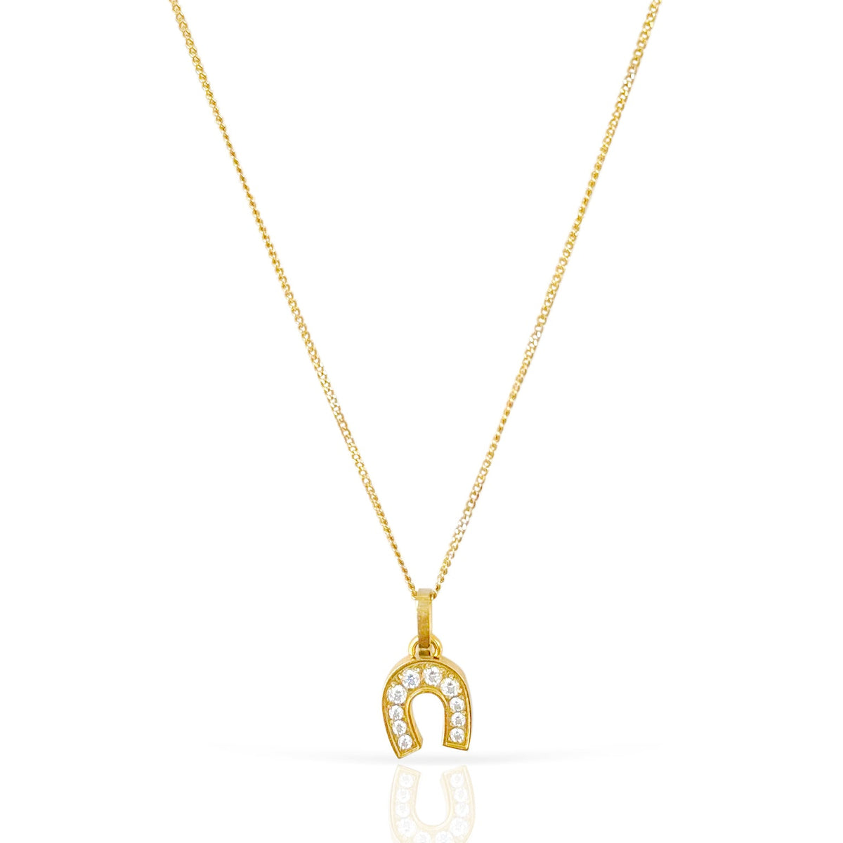 HEIDI DAINTY GOLD PAVE HORSE SHOE PENDANT NECKLACE