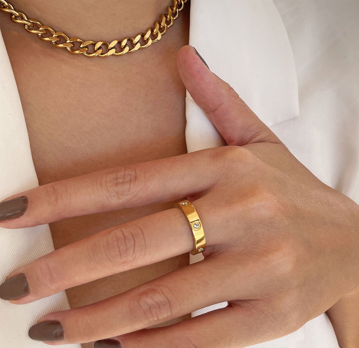 CARRIE GOLD PAVE STACKABLE RING