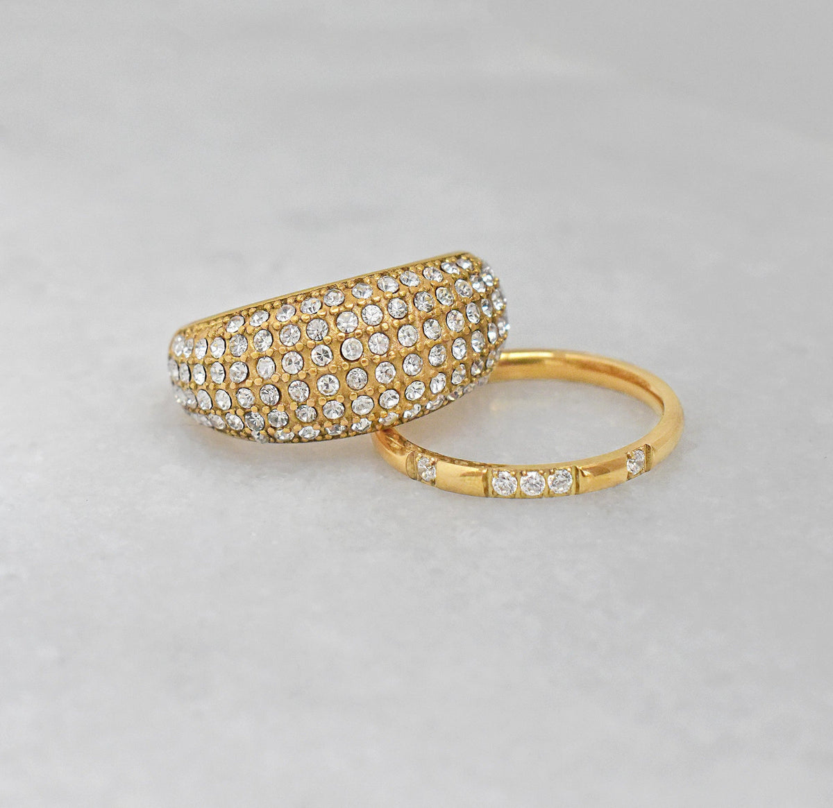 VEDA DAINTY GOLD CZ DIAMOND STACKABLE RING