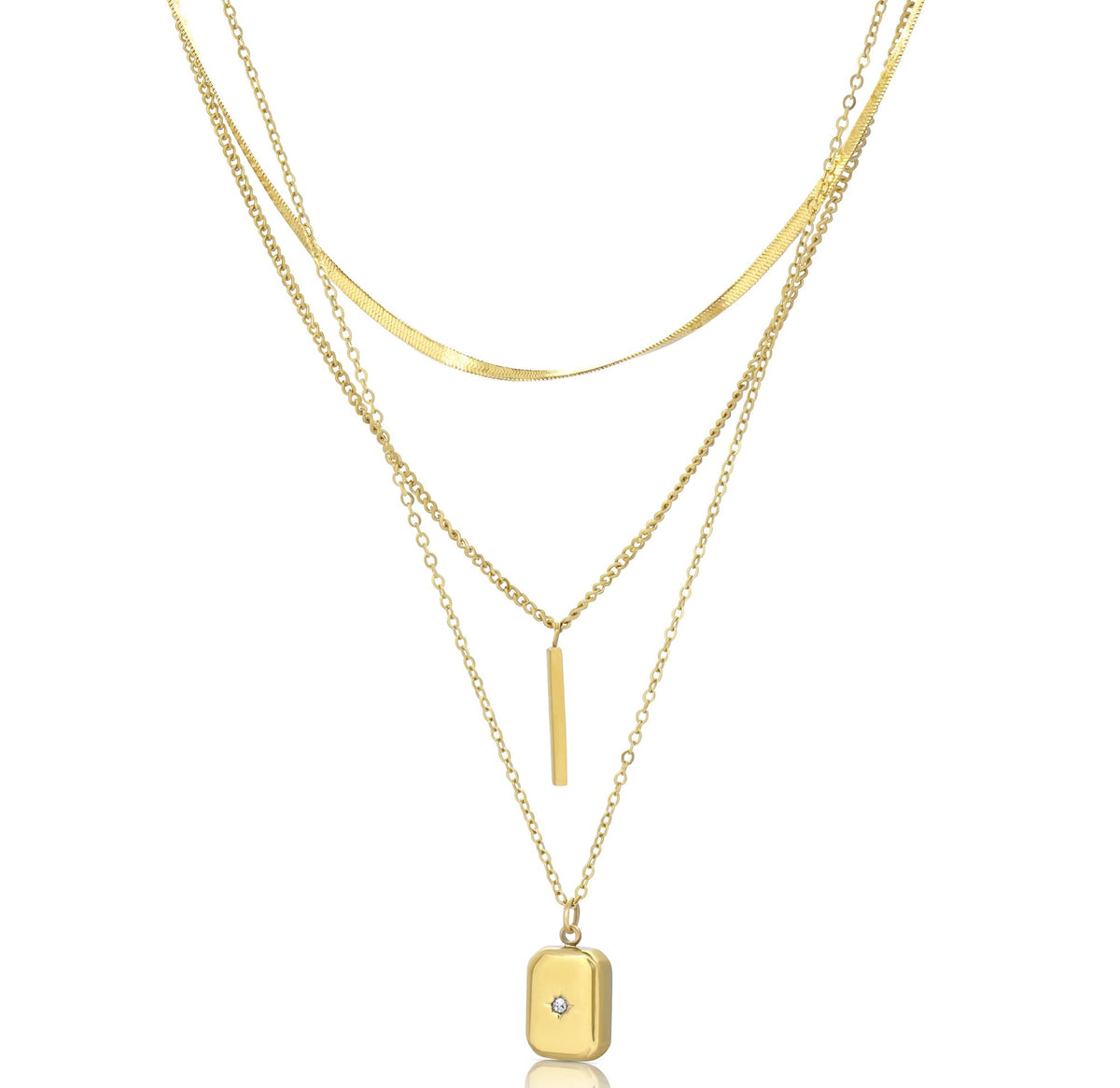 GABRIELLE GOLD STARBURST STACK NECKLACE