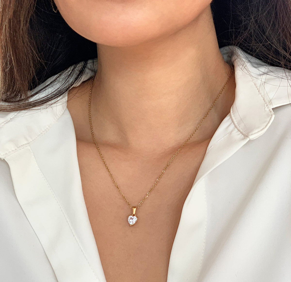 VALENTINE HEART CZ DIAMOND PENDANT NECKLACE