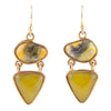 Hinged Yellow Bumblebee Jasper Golden Drop Earrings
