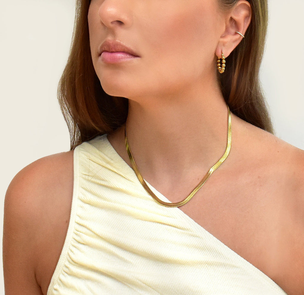 ROCCO SMALL GOLD BEADED HOOP EARRINGS