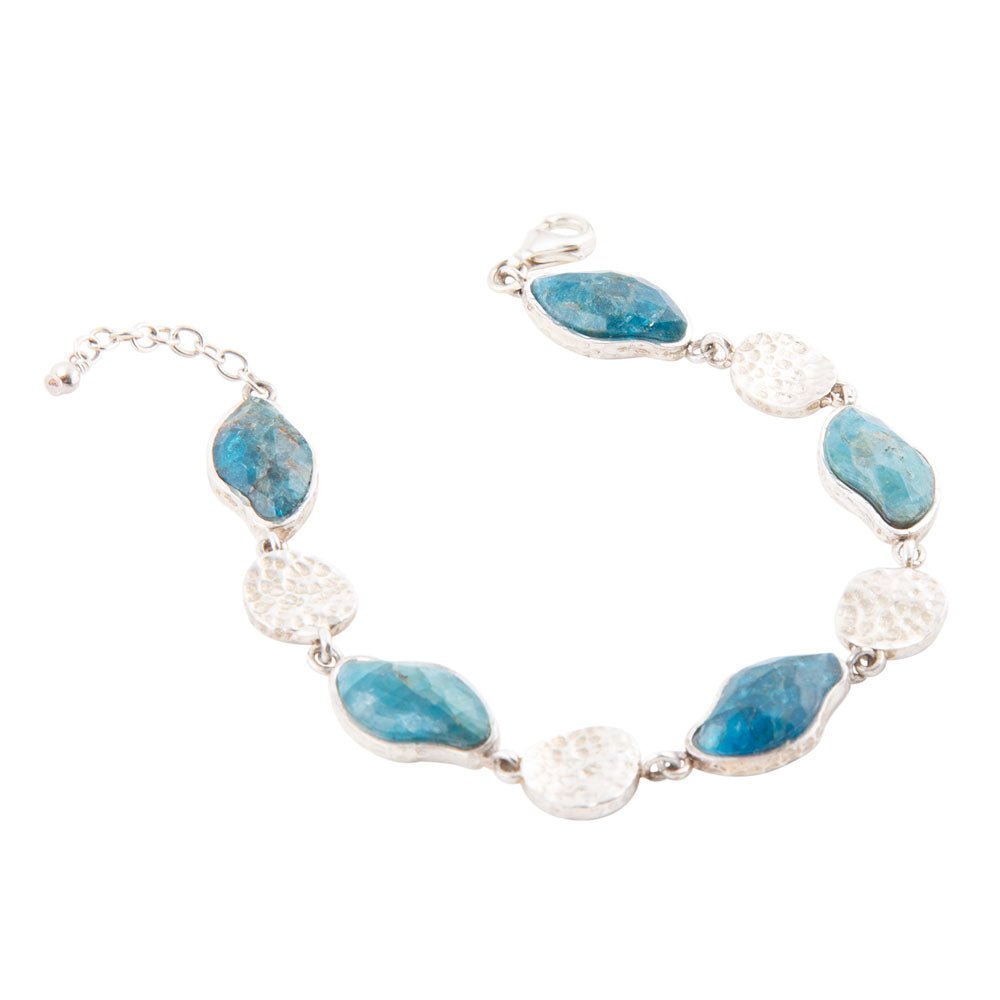 Luna Blue Apatite and Sterling Silver Line bracelet