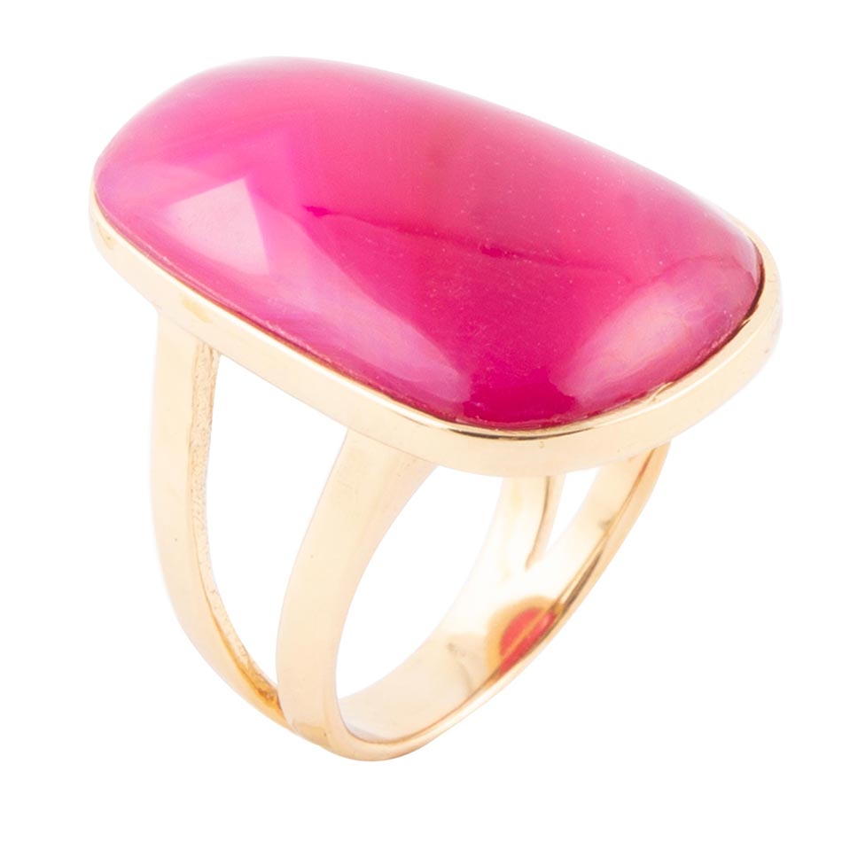 Madeleine Pink Agate Golden Ring
