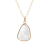 White Mother of Pearl Teardrop Golden Pendant Necklace