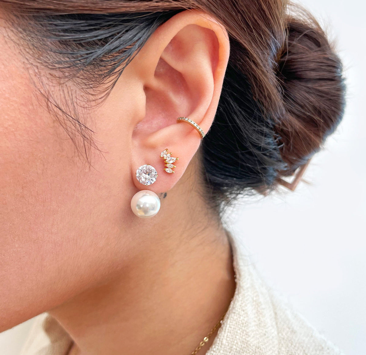 DIANA GOLD MARQUIS CROWN EARRINGS