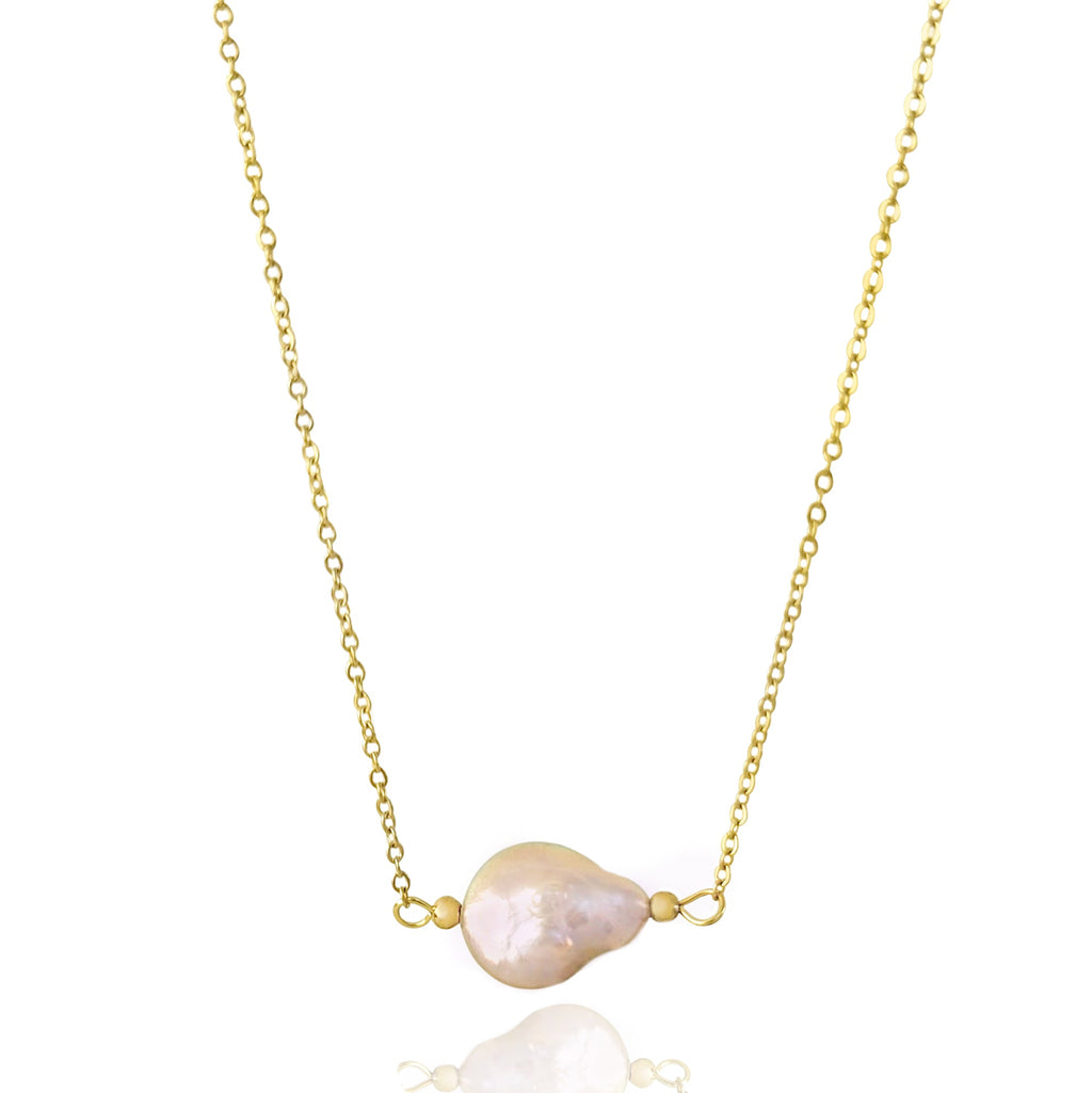 SERENA GOLD PINK PEARL PENDANT NECKLACE