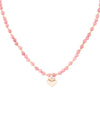 Pink Rhodonite and Golden Bronze Heart Pendant Necklace