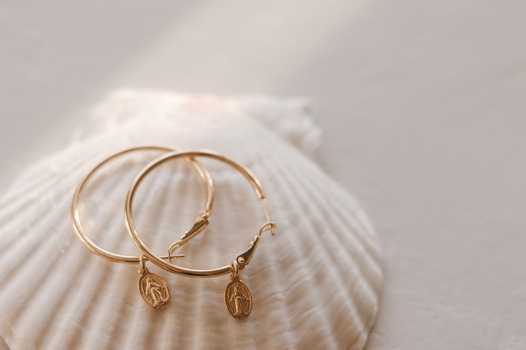 Miraculous Medal Hoop Earrings
