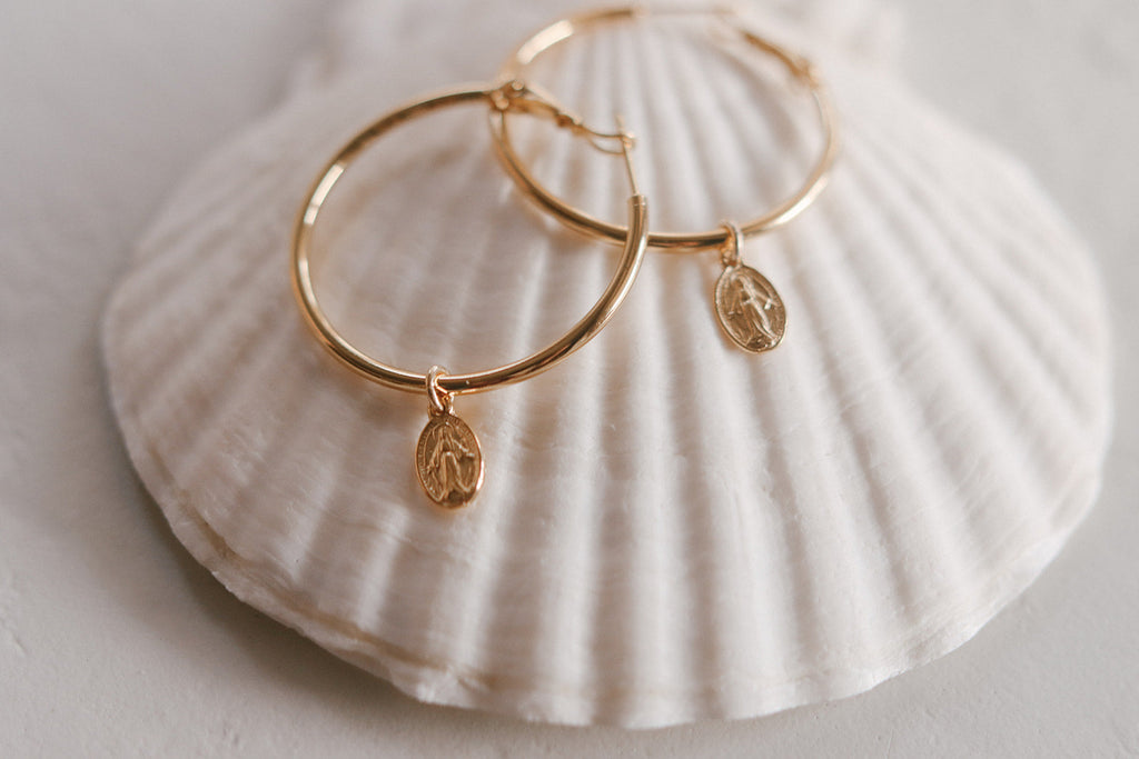 Miraculous Medal Hoop Earrings