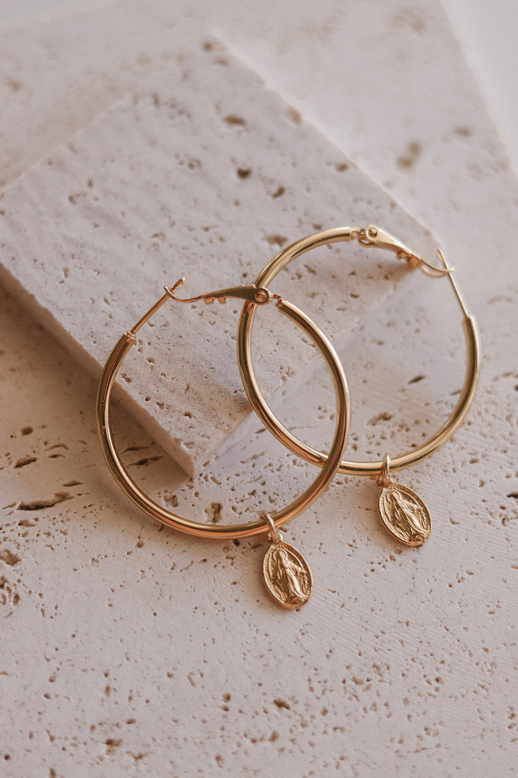 Miraculous Medal Hoop Earrings