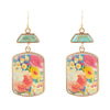 Scenic Floral Blue Turquoise Golden Earrings
