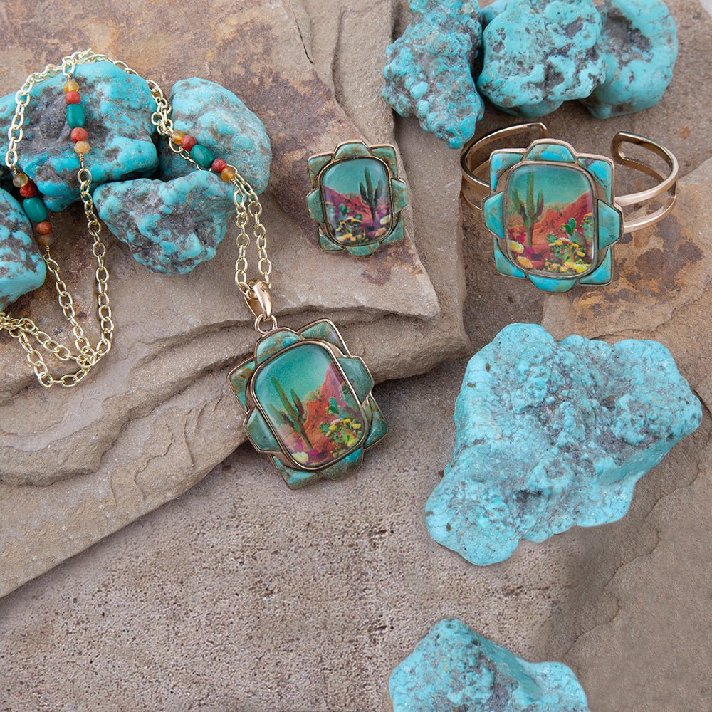Scenic Sedona Blue Turquoise and Golden Cuff Bracelet