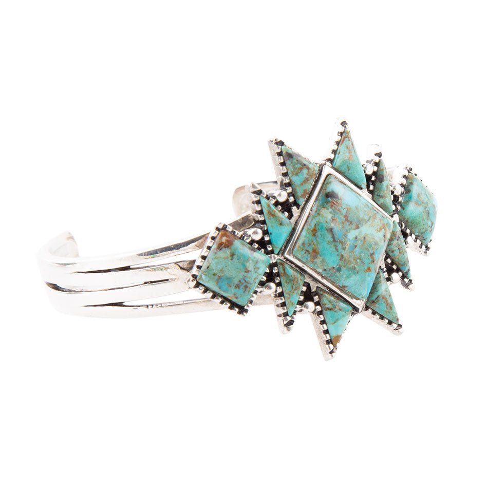 Sharp Blue Turquoise and Sterling Silver Cuff Bracelet
