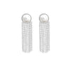LOLITA SILVER PEARL TASSEL CHAIN EARRINGS
