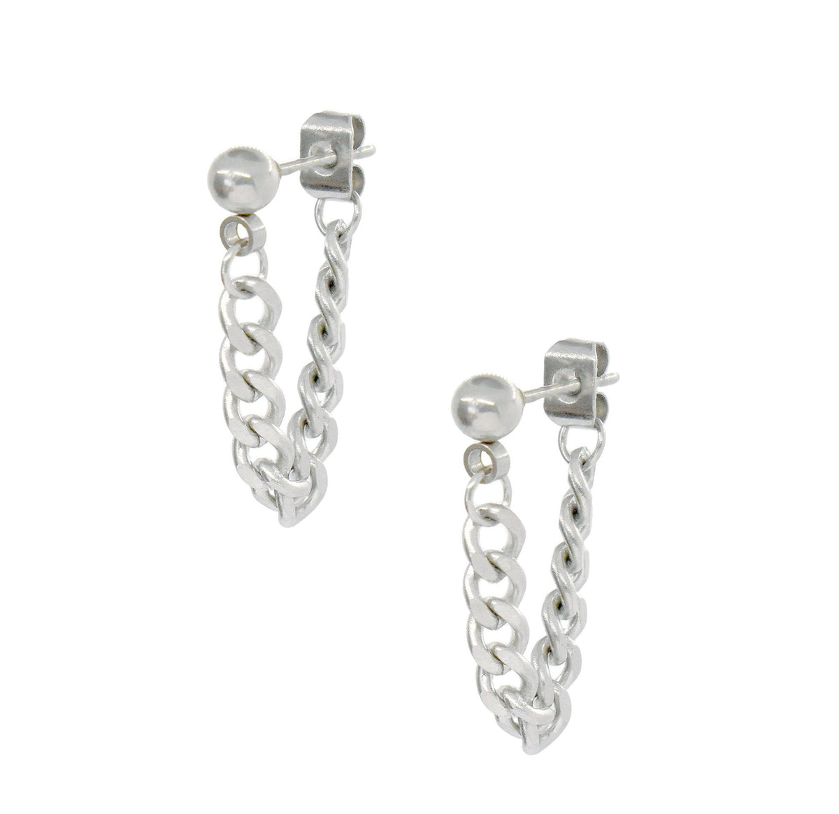 RYLIE SILVER LOOP CHAIN EARRINGS