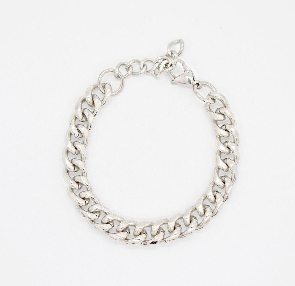 MASON SILVER CUBAN CHAIN BRACELET - SILVER