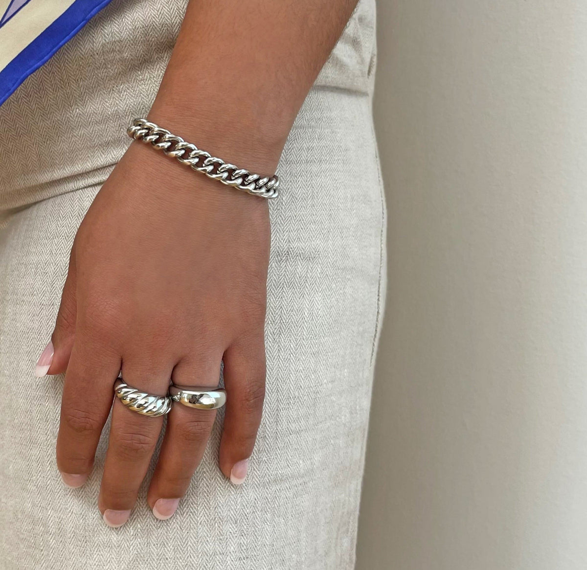 MASON SILVER CUBAN CHAIN BRACELET - SILVER
