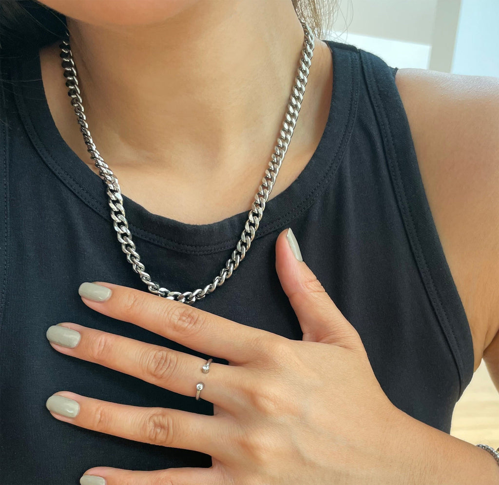 JOLIE SILVER CZ DIAMOND OPEN RING