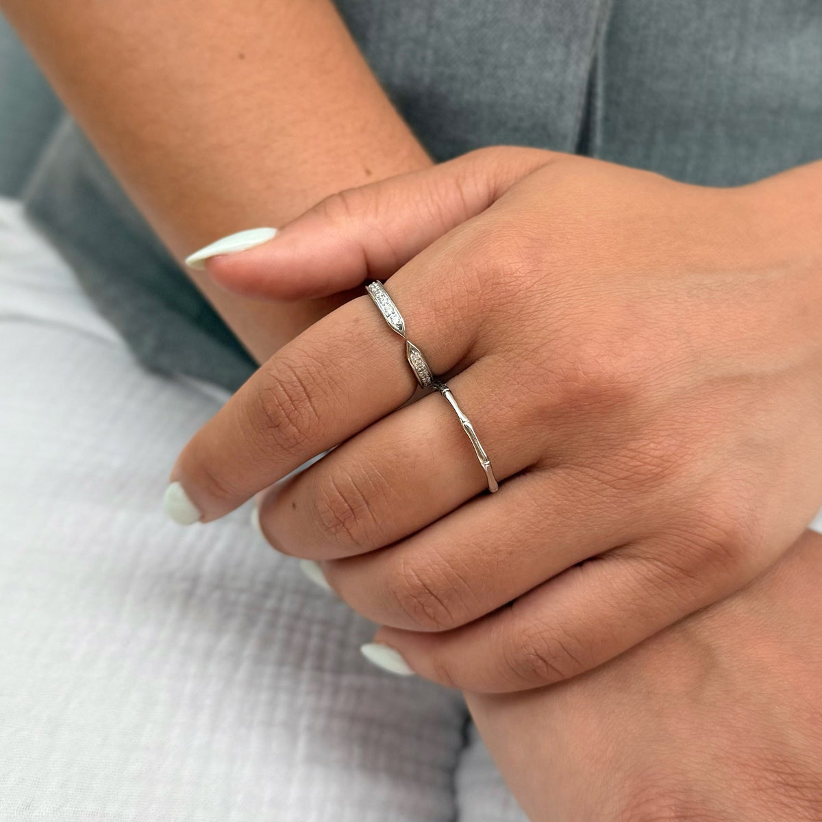 VERA SILVER CZ DIAMOND OPEN CLAW RING